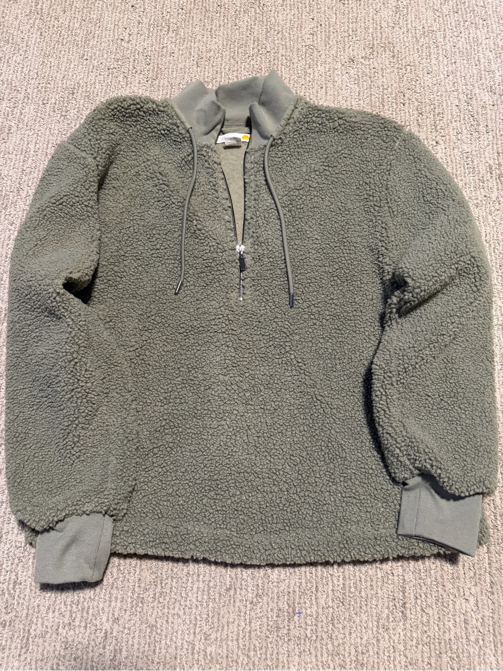 C&C California Olive Green Sherpa Half-Zip Pullover